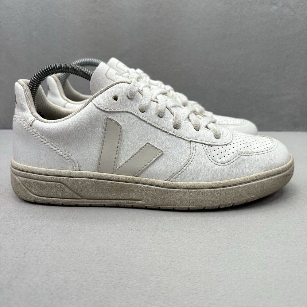 VEJA‎ V-10 CWL Womens Size 8 Shoes White Natural Leather Lace-Up Casual Sneakers